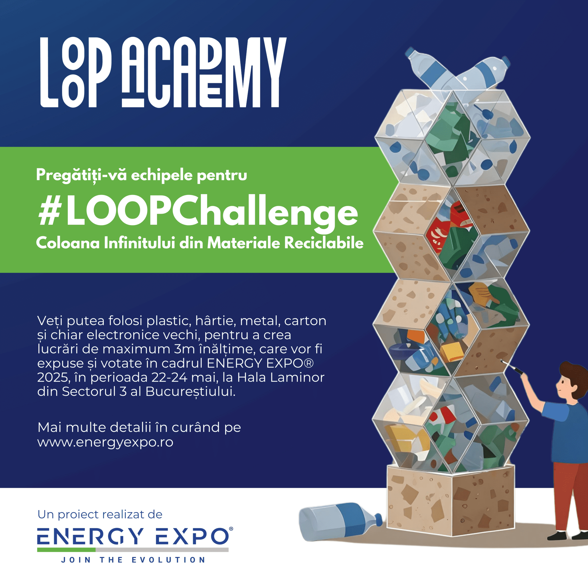 #LOOPChallenge reinterpretează Coloana infinitului din materiale reciclabile!